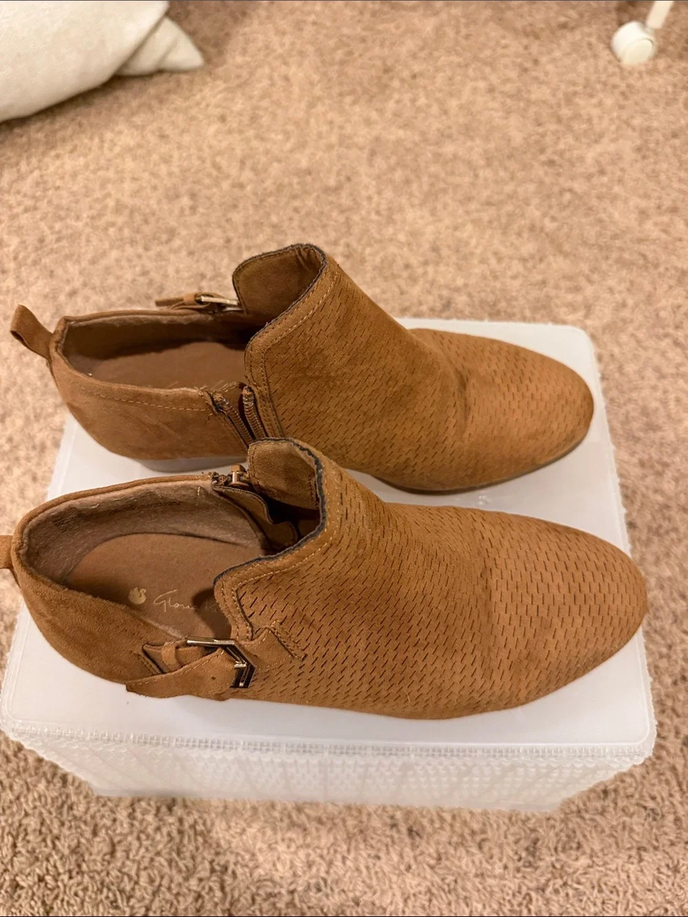 Gloria Vanderbilt Tan Suede Chukka Boots with Buckle Detail